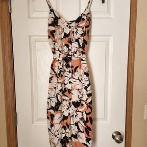 Spaghetti stap floral summer dress with Pockets and buttons